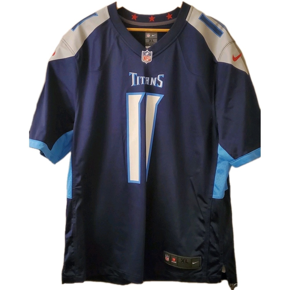 On Field NFL Tennessee Titans XL Jersey #11 Brown Navy/Lt Blue Red '21 Mesh Side